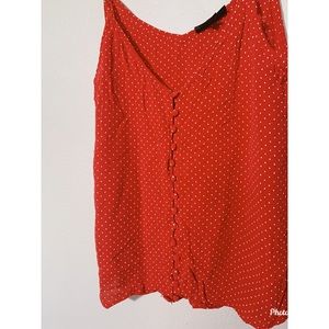 TOPSHOP RED POLCA DOT WOMENS TOP SIZE 8 line new